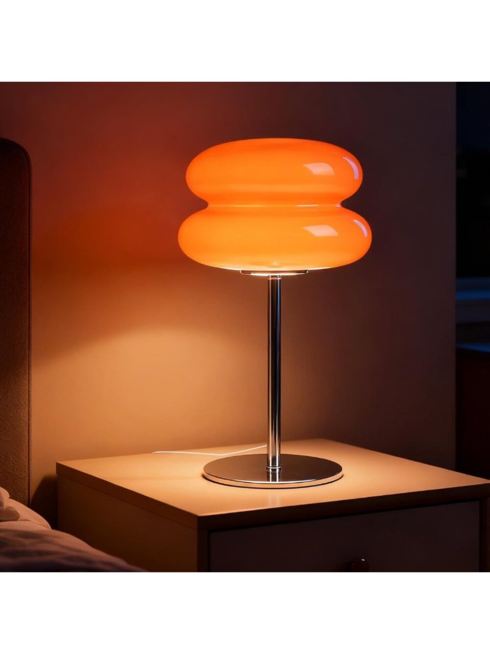 Stylish Orange Glass Mushroom Lamp for Bedroom Decor - Modern Lighting Accent
